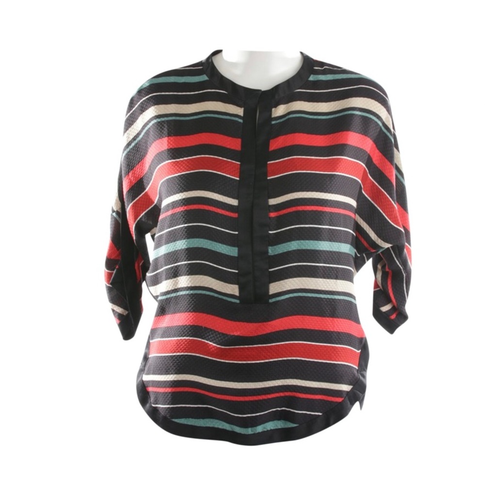 Isabel Marant Étoile Striped Waffle-Silk Overton Top size 38/M